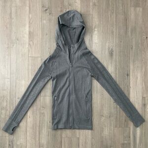 Grey Fitted Fabletics Stretchy Zip Up Athletic Jacket